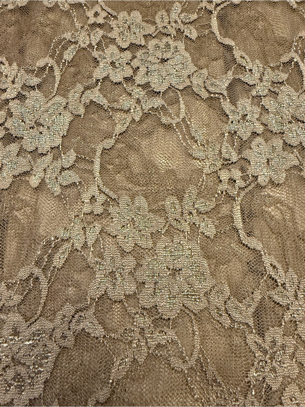 Bozzolo Y2K Sheer Lace Long Metallic Taupe Cami Tank Top Tunic Shimmer  Size M - Picture 3 of 7